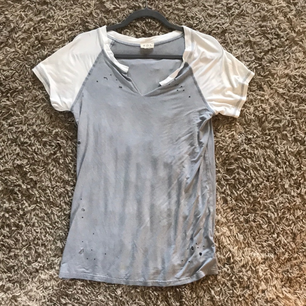 Distressed baseball tee